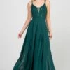 La Scala 25547 Long A-Line Chiffon Lace Dress Spaghetti Straps(La Scala 25547 Long Formal Dress With Double Spaghetti Straps) -Dress Promotion Store 25547 hunter green