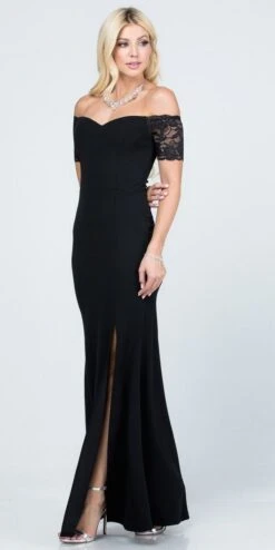 La Scala 25612 Long Mermaid Dress Off Shoulder Lace Sleeve(La Scala 25612 Long Mermaid Burgundy Dress Off Shoulder Lace Sleeve) 28 La Scala 25612 Long Mermaid Dress Off Shoulder Lace Sleeve(La Scala 25612 Long Mermaid Burgundy Dress Off Shoulder Lace Sleeve) -Dress Promotion Store 25612 la scala black side