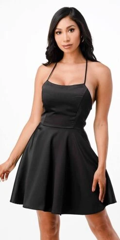CLEARANCE - La Scala 25713 Short Fit And Flare Dress Spaghetti Straps (Size M)(Clearance La Scala 25713 Short Fit And Flare Dress Spaghetti Straps Criss Cross Back) -Dress Promotion Store 25713 la scala black 8e723be9 f81c 462a b7de 124b49eb674d