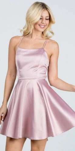 CLEARANCE - La Scala 25713 Short Fit And Flare Dress Spaghetti Straps (Size M)(Clearance La Scala 25713 Short Fit And Flare Dress Spaghetti Straps Criss Cross Back) -Dress Promotion Store 25713 la scala dusty pink a8005776 2ae3 4539 836c b74fca4db4ab