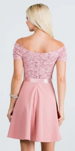 La Scala 25737 Off The Shoulder Ruched Sleeve Lace Fit And Flare Dress(La Scala 25737 Off The Shoulder Ruched Sleeve Lace Fit And Flare Dress Sash Satin Waist) -Dress Promotion Store 25737 la scala blush back c560440d ef3c 4cef 93ae d7e8a910743c