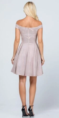 CLEARANCE - La Scala 25759 Short Off The Shoulder Skater Dress Glitter Jacquard (Size S)(Clearance La Scala 25759 Short Off The Shoulder Skater Dress Glitter Jacquard Size L) -Dress Promotion Store 25759 la scala back 49402f6f d5a3 4309 a727 ac1a783eb2ce