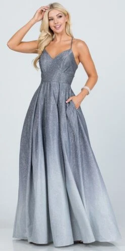 La Scala 25786 Long A-Line Glitter Ombre Formal Gown(La Scala 25786 Long A Line Glitter Ombre Formal Gown) -Dress Promotion Store 25786 gray