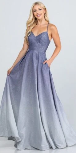 La Scala 25786 Long A-Line Glitter Ombre Formal Gown(La Scala 25786 Long A Line Glitter Ombre Formal Gown) -Dress Promotion Store 25786 navy