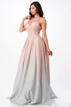 La Scala 25786 Long A-Line Glitter Ombre Formal Gown(La Scala 25786 Long A Line Glitter Ombre Formal Gown) -Dress Promotion Store 25786 taupe side