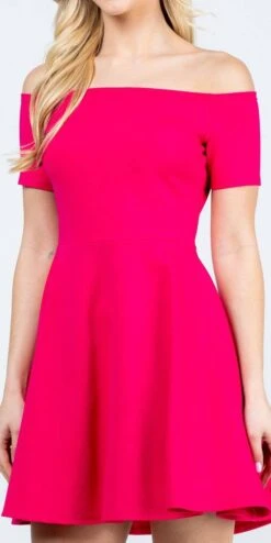La Scala 25795 Off The Shoulder Short Sleeve Skater Dress(La Scala 25795 Off The Shoulder Short Sleeve Skater Dress Dark Mauve) -Dress Promotion Store 25795 la scala fuchsia 6c16b506 7af2 4d56 b338 dfa1411b3821 1