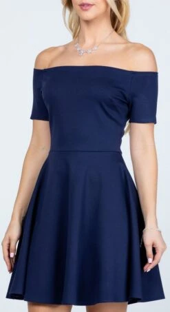 La Scala 25795 Off The Shoulder Short Sleeve Skater Dress(La Scala 25795 Off The Shoulder Short Sleeve Skater Dress Dark Mauve) -Dress Promotion Store 25795 la scala navy blue 3cf67b0f a031 4f2d ba90 bfd341fd5857 1