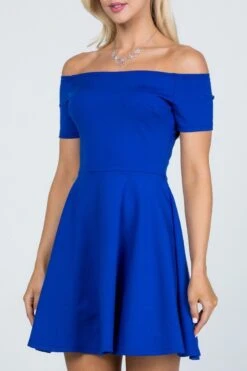 La Scala 25795 Off The Shoulder Short Sleeve Skater Dress(La Scala 25795 Off The Shoulder Short Sleeve Skater Dress Dark Mauve) -Dress Promotion Store 25795 la scala royal blue zoom 61464b4f 10f4 46f1 9e56 af414956eb17 1