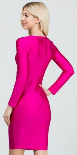 La Scala 25824 Long Sleeve Shiny Tricot Overlap Midi Dress(Long Sleeve Shiny Tricot Overlap Midi Dress By La Scala 25824) 30 La Scala 25824 Long Sleeve Shiny Tricot Overlap Midi Dress(Long Sleeve Shiny Tricot Overlap Midi Dress By La Scala 25824) -Dress Promotion Store 25824 fuchsia back