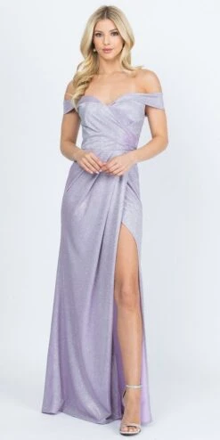 La Scala 25854 Off The Shoulder Glittery Jacquard Gathered Gown(La Scala 25854 Long Off The Shoulder Glittery Jacquard Gathered Gown With Open Side) 41 La Scala 25854 Off The Shoulder Glittery Jacquard Gathered Gown(La Scala 25854 Long Off The Shoulder Glittery Jacquard Gathered Gown With Open Side) -Dress Promotion Store 25854 lilac