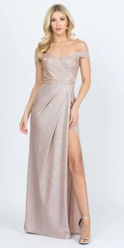 CLEARANCE - La Scala 25854 Off The Shoulder Glittery Jacquard Gathered Gown (Size L)(Clearance La Scala 25854 Off The Shoulder Glittery Jacquard Gathered Gown Size L) -Dress Promotion Store 25854 rose 379940fb d01a 4897 a5c0 8df1d263e87e