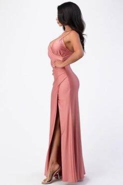 La Scala 25872 Long Dress Pleated Spaghetti Strap Side Leg Slit(La Scala 25872 Long Party Dress Pleated Spaghetti Strap Side Leg Slit) -Dress Promotion Store 25872 la scala ash rose side left da740d75 7f42 4137 b10d af0d1b04062d