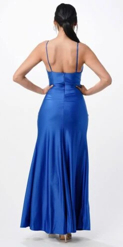 La Scala 25872 Long Dress Pleated Spaghetti Strap Side Leg Slit(La Scala 25872 Long Party Dress Pleated Spaghetti Strap Side Leg Slit) -Dress Promotion Store 25872 la scala royal blue back