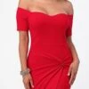 La Scala 25892 Short Body Con Cocktail Dress Off Shoulder Form Fit(La Scala 25892 Short Body Con Cocktail Dress Off Shoulder Form Fit) -Dress Promotion Store 25892 la scala red