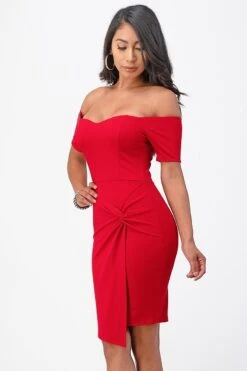 La Scala 25892 Short Body Con Cocktail Dress Off Shoulder Form Fit(La Scala 25892 Short Body Con Cocktail Dress Off Shoulder Form Fit) 25 La Scala 25892 Short Body Con Cocktail Dress Off Shoulder Form Fit(La Scala 25892 Short Body Con Cocktail Dress Off Shoulder Form Fit) -Dress Promotion Store 25892 la scala red side