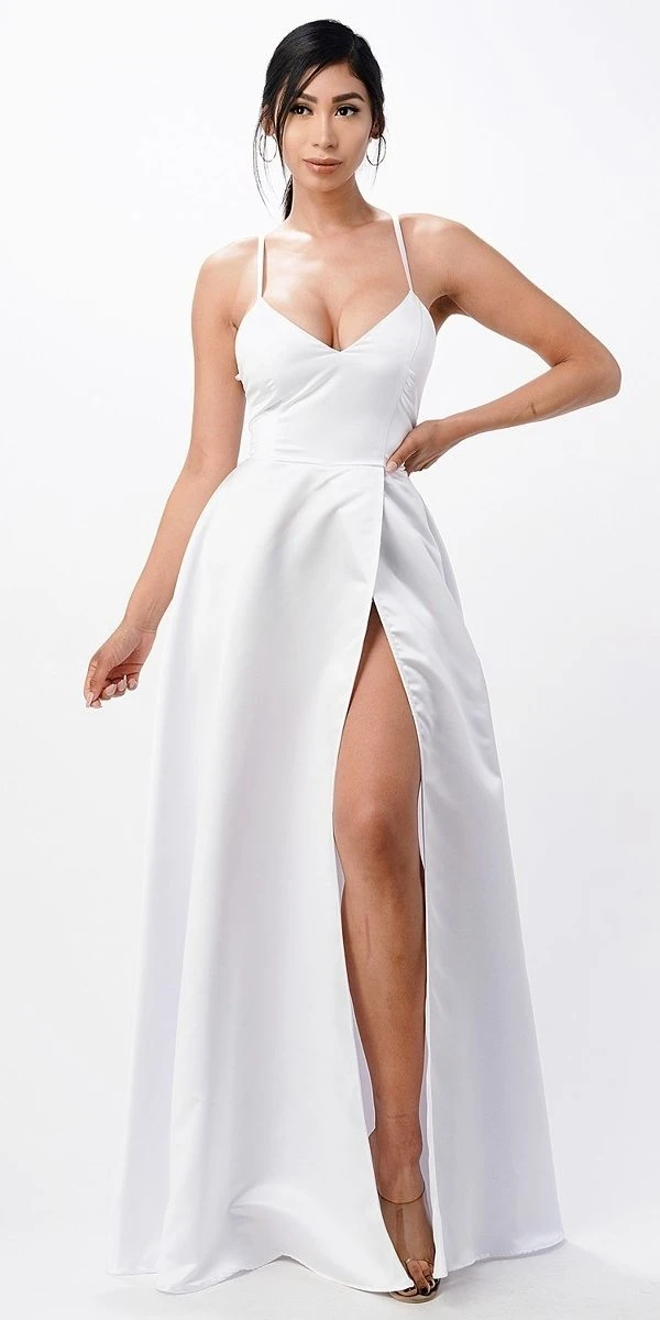 CLEARANCE - La Scala 25895 Open Side Back Spaghetti Tie Stretch Satin Gown (Size XL)(Clearance La Scala 25895 Open Side Back Spaghetti Tie Stretch Satin Gown Size Xl) 3 CLEARANCE - La Scala 25895 Open Side Back Spaghetti Tie Stretch Satin Gown (Size XL)(Clearance La Scala 25895 Open Side Back Spaghetti Tie Stretch Satin Gown Size Xl)