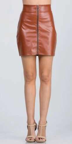 La Scala 25904 Open Zipper Faux Leather Mini Skirt(La Scala 25904 Open Zipper Faux Leather Mini Skirt) -Dress Promotion Store 25904 la scala rust