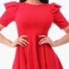 La Scala 25910 Short Puff Sleeve Fit And Flare A-Line Dress(La Scala 25910 Short Puff Sleeve Fit And Flare A Line Dress) -Dress Promotion Store 25910 la scala red