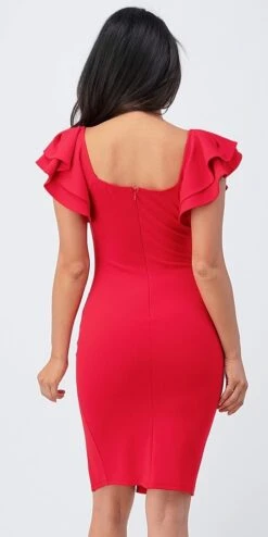 La Scala 25922 Ruffle Sleeve Pencil Dress Side Slit(Ruffle Sleeve Pencil Dress Side Slit By La Scala 25922) -Dress Promotion Store 25922 red back