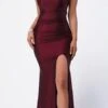 La Scala 25925 Back Lace Up Mermaid Dress Waist Shirring And Open Slit(La Scala 25925 Back Lace Up Mermaid Dress Waist Shirring And Open Slit) -Dress Promotion Store 25925 la scala burgundy e91486a5 5490 4af9 a550 c350ae9538c7