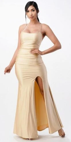 La Scala 25925 Back Lace Up Mermaid Dress Waist Shirring And Open Slit(La Scala 25925 Back Lace Up Mermaid Dress Waist Shirring And Open Slit) -Dress Promotion Store 25925 la scala toffee ce3b2fac 6368 465c a9dd 22a774604582