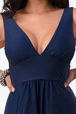 La Scala 25953 Tricot A-Line Dress Deep V-Neck Empire Waist(La Scala 25953 Full Length Tricot A Line Dress Deep V Neck Empire Waist) -Dress Promotion Store 25953 la scala navy blue zoom
