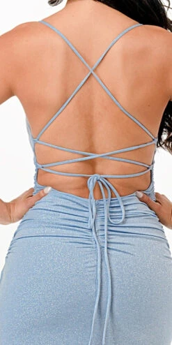 La Scala 26012 Long Glittery ITY Lace Up Back Fitted Mermaid Dress(La Scala 26012 Long Glittery Ity Lace Up Back Fitted Mermaid Dress) -Dress Promotion Store 26012 la scala pale blue back zoom