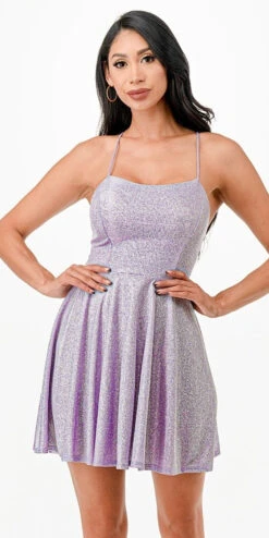 La Scala 26016 Short A-Line Glitter Fit And Flare Cocktail Dress(La Scala 26016 Short A Line Glitter Fit And Flare Cocktail Dress) -Dress Promotion Store 26016 la scala lilac