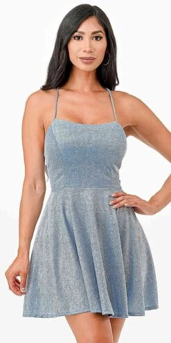 La Scala 26016 Short A-Line Glitter Fit And Flare Cocktail Dress(La Scala 26016 Short A Line Glitter Fit And Flare Cocktail Dress) -Dress Promotion Store 26016 la scala pale blue