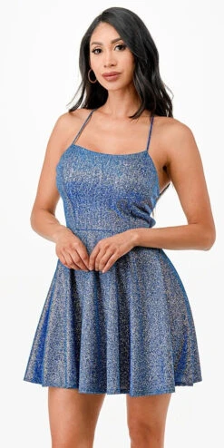 La Scala 26016 Short A-Line Glitter Fit And Flare Cocktail Dress(La Scala 26016 Short A Line Glitter Fit And Flare Cocktail Dress) -Dress Promotion Store 26016 la scala royal blue side