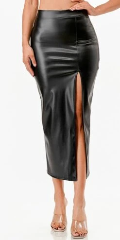 La Scala 26019 Mid Length PU Leather Pencil Skirt With Open Slit(La Scala 26019 Mid Length Pu Leather Pencil Skirt With Open Slit) 17 La Scala 26019 Mid Length PU Leather Pencil Skirt With Open Slit(La Scala 26019 Mid Length Pu Leather Pencil Skirt With Open Slit) -Dress Promotion Store 26019 la scala black