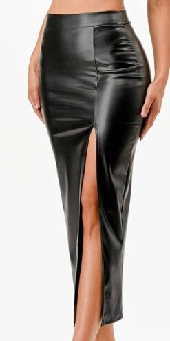 La Scala 26019 Mid Length PU Leather Pencil Skirt With Open Slit(La Scala 26019 Mid Length Pu Leather Pencil Skirt With Open Slit) 18 La Scala 26019 Mid Length PU Leather Pencil Skirt With Open Slit(La Scala 26019 Mid Length Pu Leather Pencil Skirt With Open Slit) -Dress Promotion Store 26019 la scala black side