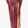 La Scala 26019 Mid Length PU Leather Pencil Skirt With Open Slit(La Scala 26019 Mid Length Pu Leather Pencil Skirt With Open Slit)