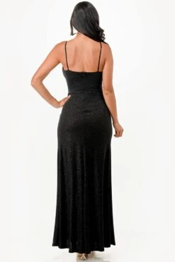 La Scala 26060 Dress Fitted Glitter Side Pleat Party Gown(La Scala 26060 Dress Fitted Glitter Side Pleat Party Gown) -Dress Promotion Store 26060 la scala black back