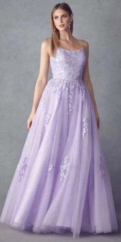 Juliet 260 Floor Length A-Line Lace/Tulle Ball Gown(Floor Length A Line Lace Tulle Ball Gown By Juliet 260) -Dress Promotion Store 260 Lilac Front