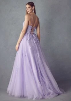 Juliet 260 Floor Length A-Line Lace/Tulle Ball Gown(Floor Length A Line Lace Tulle Ball Gown By Juliet 260) -Dress Promotion Store 260 Lilac Side
