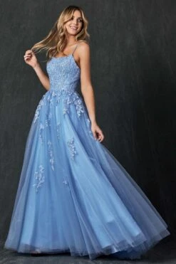 Juliet 260 Floor Length A-Line Lace/Tulle Ball Gown(Floor Length A Line Lace Tulle Ball Gown By Juliet 260) -Dress Promotion Store 260 PowderBlue Side