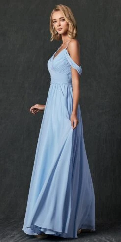 Juliet 262 Pleated Off The Shoulder Formal Dress(Pleated Off The Shoulder Formal Dress By Juliet 262) -Dress Promotion Store 262 IceBlue Side