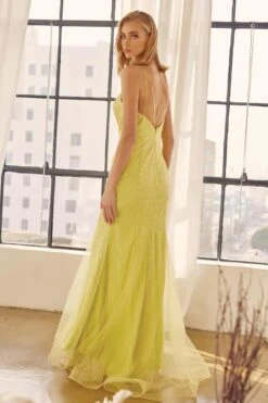 Juliet 271 Glitter Mesh Fitted Evening Gown(Glitter Mesh Fitted Evening Gown By Juliet 271) -Dress Promotion Store 271 Yellow 6