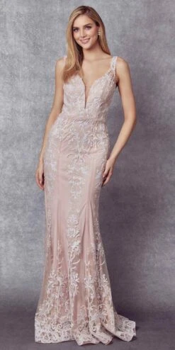 Juliet 277W Fancy Glitter Design Tulle Mermaid Wedding Dress(Juliet 277w Fancy Glitter Design Tulle Mermaid Wedding Dress) -Dress Promotion Store 277 PalePetal Front 781e3c41 2611 4e5e 958d 0362530c9b38