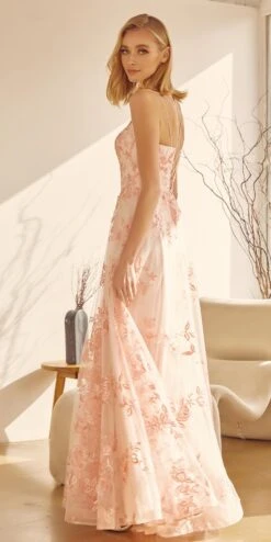 Juliet 279 Embroidered Lace Long Tulle A-Line Gown(Juliet 279 Embroidered Lace Long Tulle A Line Gown) -Dress Promotion Store 279 Pink 4