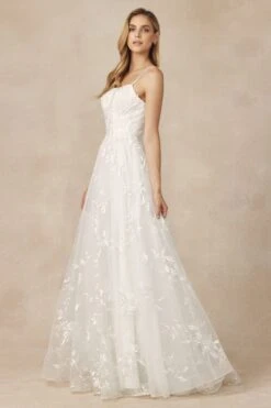 Juliet 279 Embroidered Lace Long Tulle A-Line Gown(Juliet 279 Embroidered Lace Long Tulle A Line Gown) -Dress Promotion Store 279w off white side