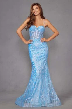Juliet JT2886C Strapless Sweetheart Corset Sequin Fitted Gown(Juliet Jt2886c Strapless Sweetheart Corset Sequin Fitted Gown) -Dress Promotion Store 2886CSKYBLUE 1