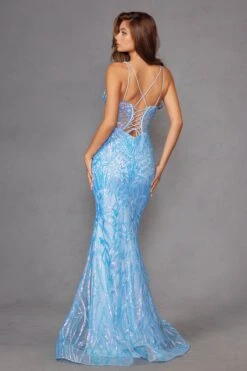 Juliet JT2886C Strapless Sweetheart Corset Sequin Fitted Gown(Juliet Jt2886c Strapless Sweetheart Corset Sequin Fitted Gown) -Dress Promotion Store 2886CSKYBLUE 5