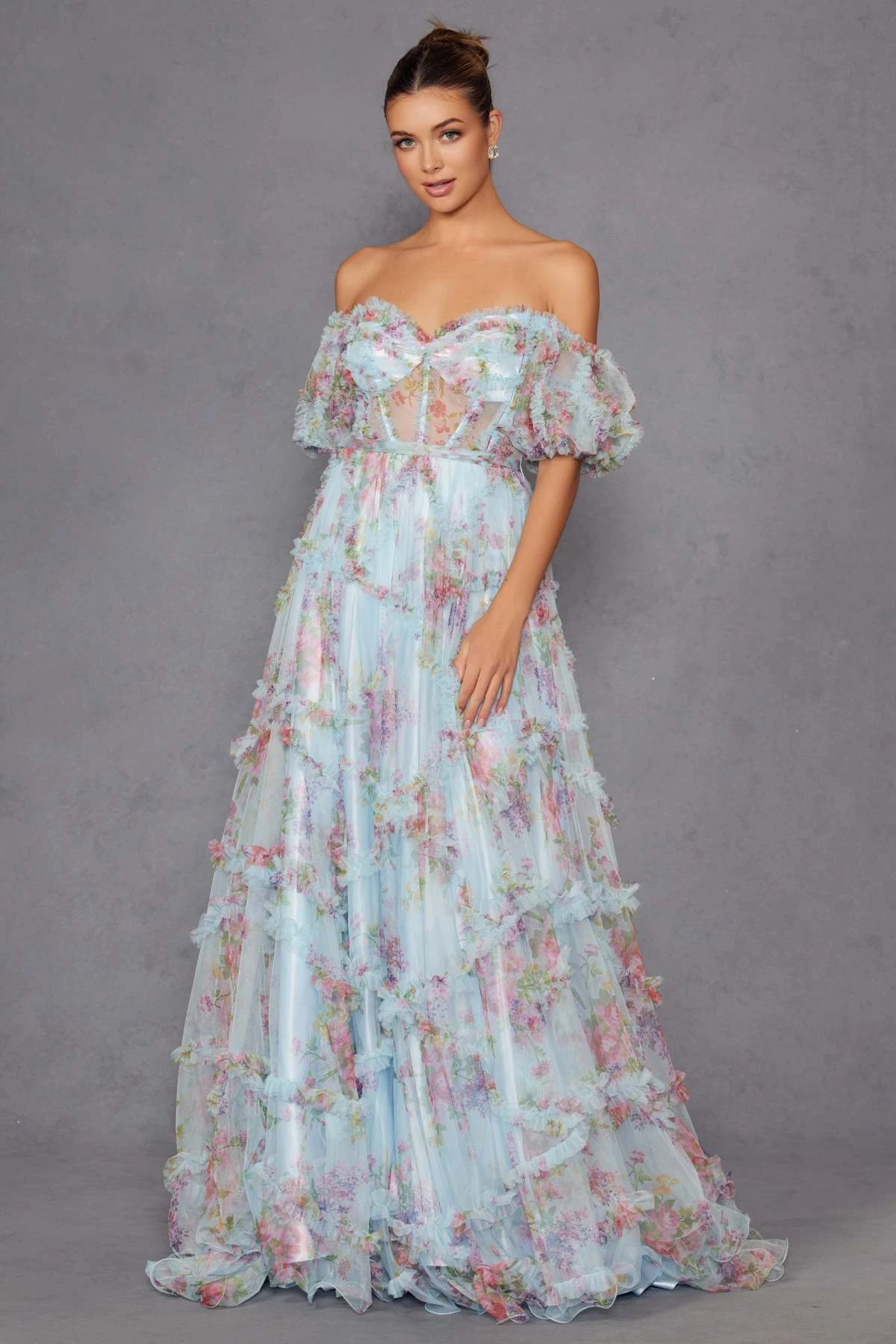 Juliet JT2887C Whimsy Sweetheart Off Shoulder Ruffled A-Line Print Gown(Juliet Jt2887c Whimsy Sweetheart Off Shoulder Ruffled A Line Print Gown) 5 Juliet JT2887C Whimsy Sweetheart Off Shoulder Ruffled A-Line Print Gown(Juliet Jt2887c Whimsy Sweetheart Off Shoulder Ruffled A Line Print Gown) - Image 3