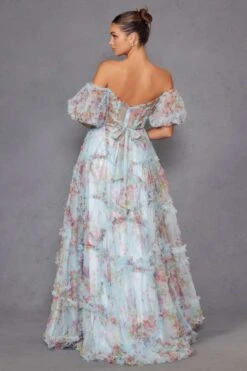 Juliet JT2887C Whimsy Sweetheart Off Shoulder Ruffled A-Line Print Gown(Juliet Jt2887c Whimsy Sweetheart Off Shoulder Ruffled A Line Print Gown) 11 Juliet JT2887C Whimsy Sweetheart Off Shoulder Ruffled A-Line Print Gown(Juliet Jt2887c Whimsy Sweetheart Off Shoulder Ruffled A Line Print Gown) -Dress Promotion Store 2887CBLUE 4
