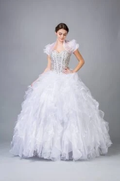 Eureka 3002 Ruffled Tiered Skirt Studded Bodice Princess Gown(Tiered Ruffled Skirt Studded Bodice Coral Princess Gown) -Dress Promotion Store 3002 eureka fashion white 800x1200 1