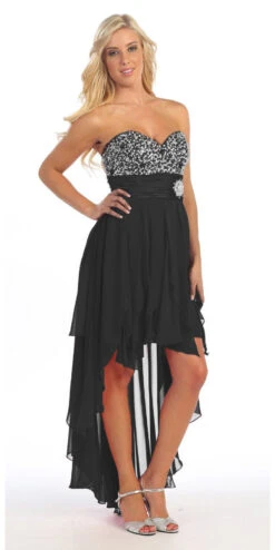 Celavie 3002 Strapless High-Low Dress Beads Asymmetrical Skirt(Strapless High Low Coral Dress Beads Sequins Asymmetrical Skirt) -Dress Promotion Store 3002ce black 30626f0f 85d2 4798 85ce 443b3690a7bc