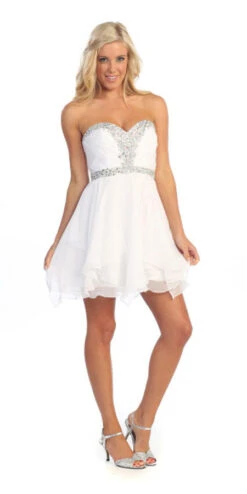 Celavie 3005S Short A-Line Dress Sweetheart Rhinestone Empire(Homecoming Short Black A Line Dress Sweetheart Rhinestone Empire) -Dress Promotion Store 3005 S White D 0 s