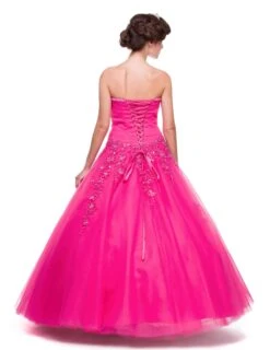 CLEARANCE - Juliet 301 Poofy Quinceanera Tulle Dress A-Line Strapless Beading(Poofy Fuchsia Quinceanera Tulle Dress A Line Strapless Beading) -Dress Promotion Store 301FUCHSB